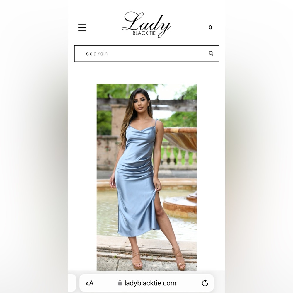Lady Black Tie Dusty Blue Midi Dress